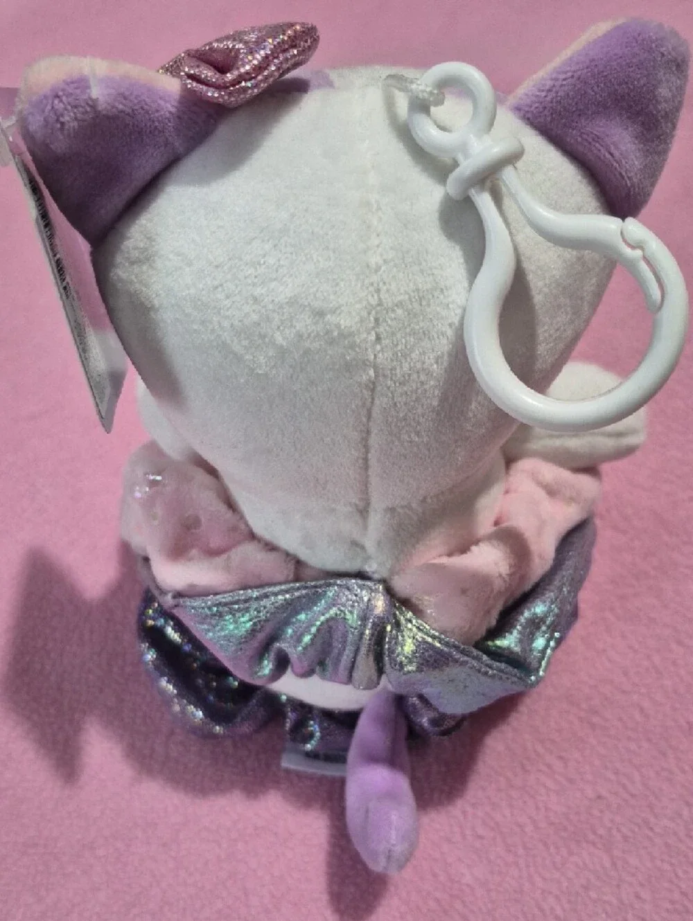 Fiesta Pink & Lavender Plush Cat Toy with Sparkle Bow
